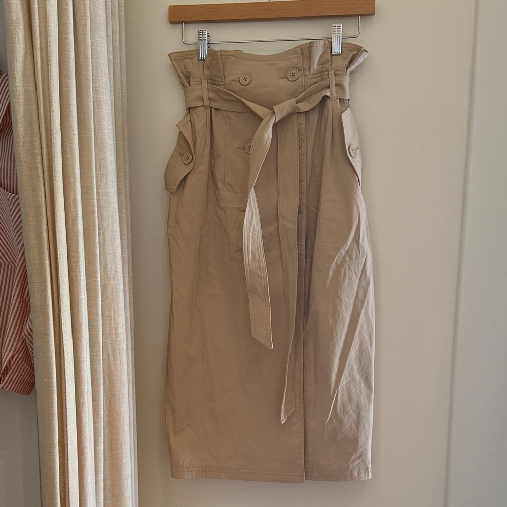 Express Beige Belted Pencil Skirt